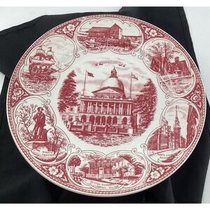 Vintage Massachusetts English Staffordshire Ware Plate "71 9 7/8in